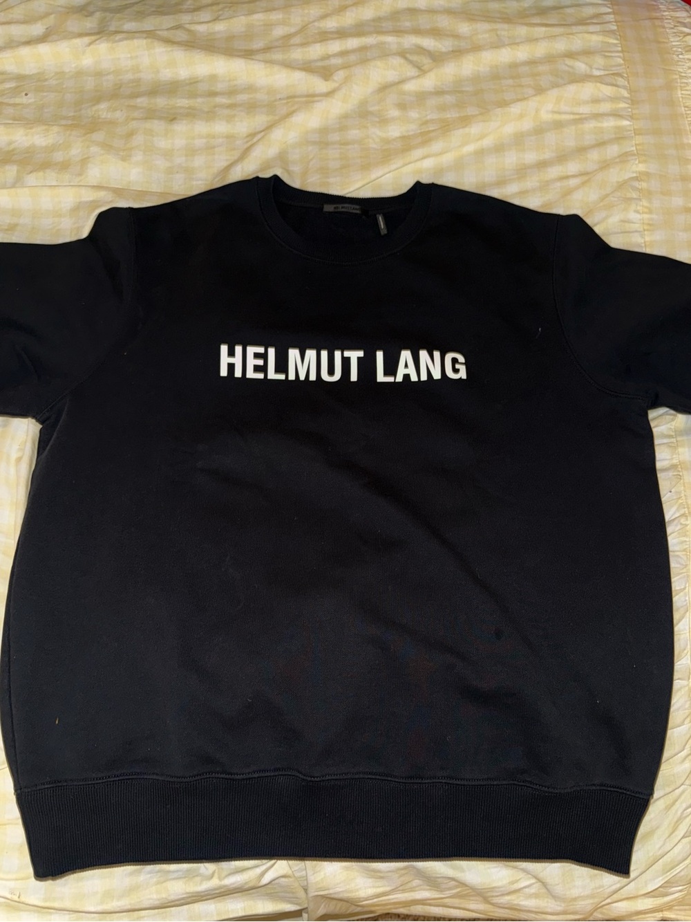 Helmut Lang Black Crewneck Sweatshirt with White Logo